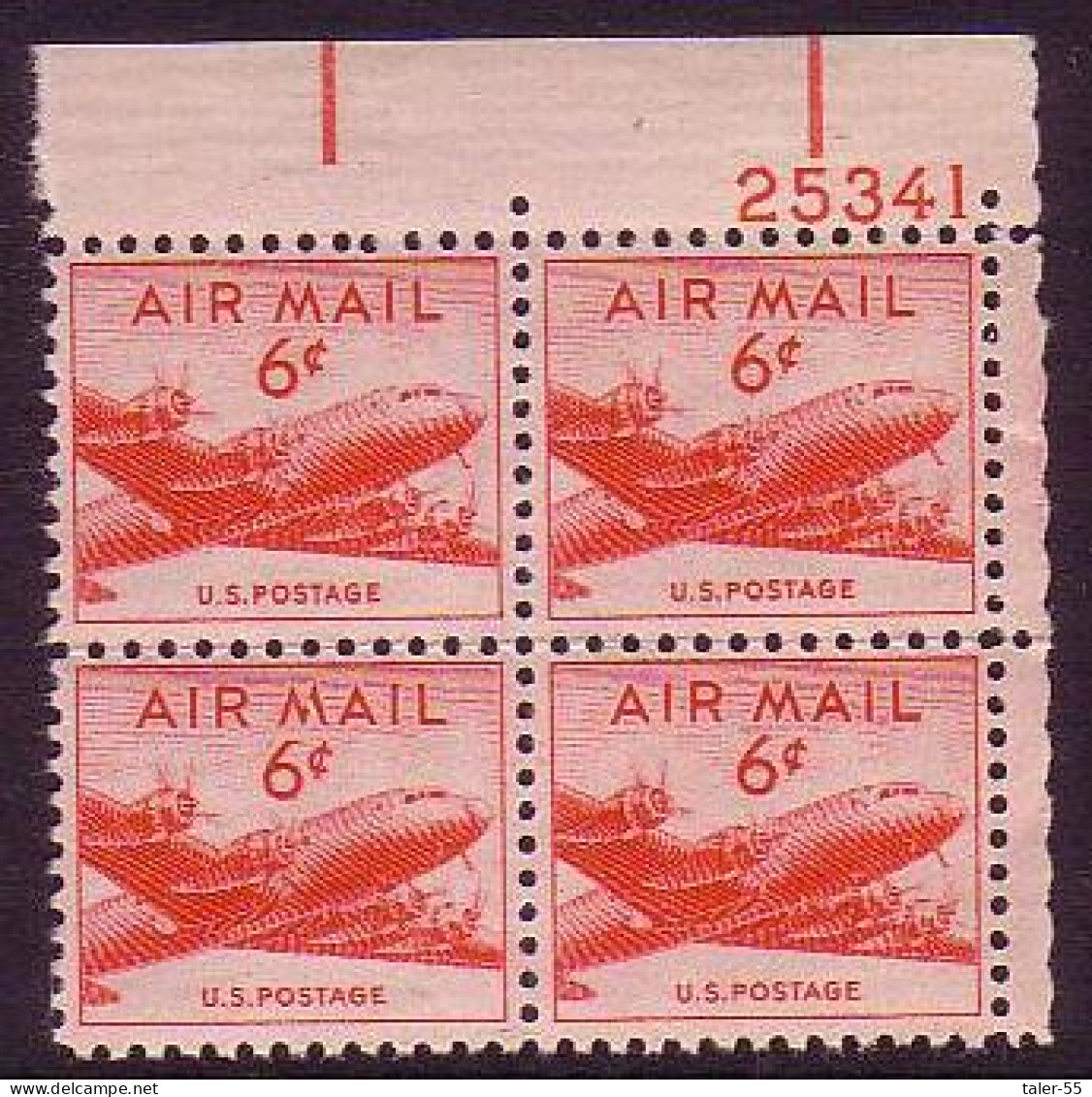 USA Airmail 6c Plate Block 1949 MNH SG#a944 MI#553A - Nuevos