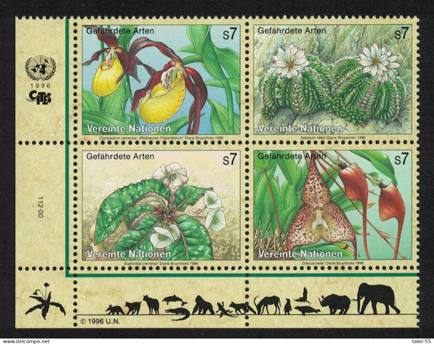 UN Vienna Orchids Cacti Other Flowers Block Of 4v 1996 MNH SG#V205-V208 MI#205-208 Sc#196-199 - Other & Unclassified