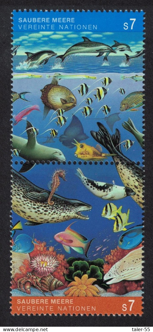 UN Vienna Whales Fish Marine Life Clean Ocean Pair 1992 MNH SG#V126-V127 - Other & Unclassified