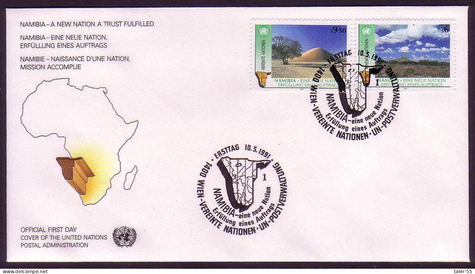 UN Vienna 1st Anniversary Of Namibian Independence 2v FDC 1991 SG#V113-V114 MI#114-115 - Autres & Non Classés
