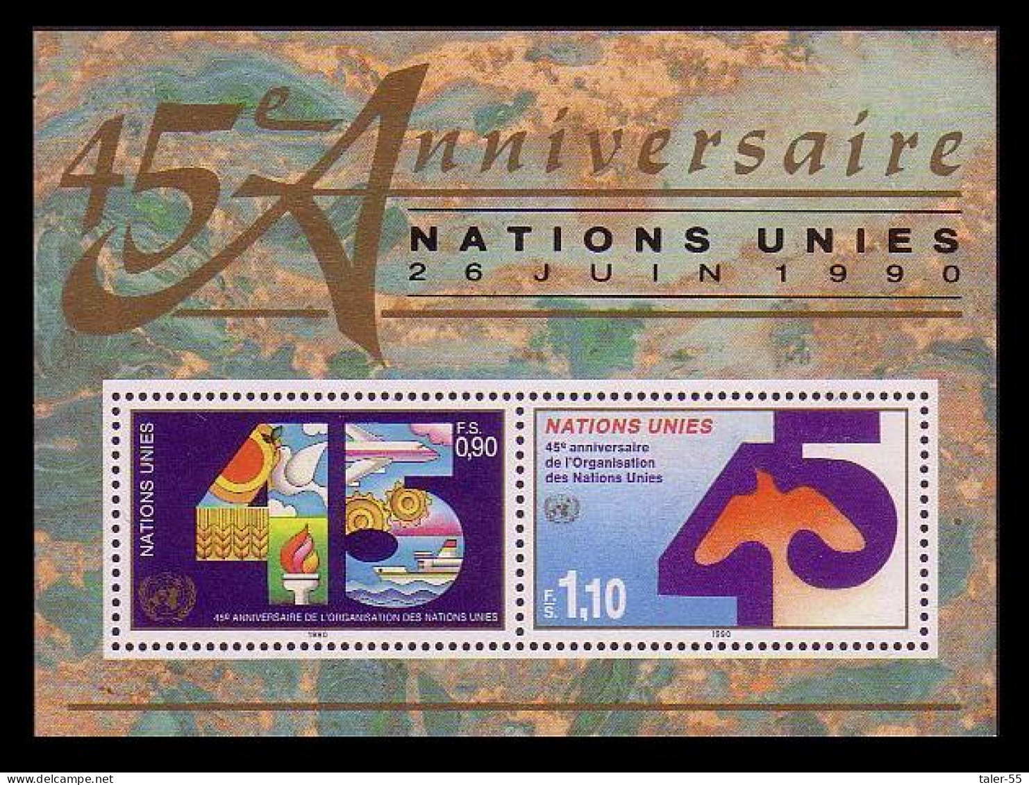 UN Geneva 45th Anniversary Of UNO MS 1990 MNH SG#G190 - Other & Unclassified