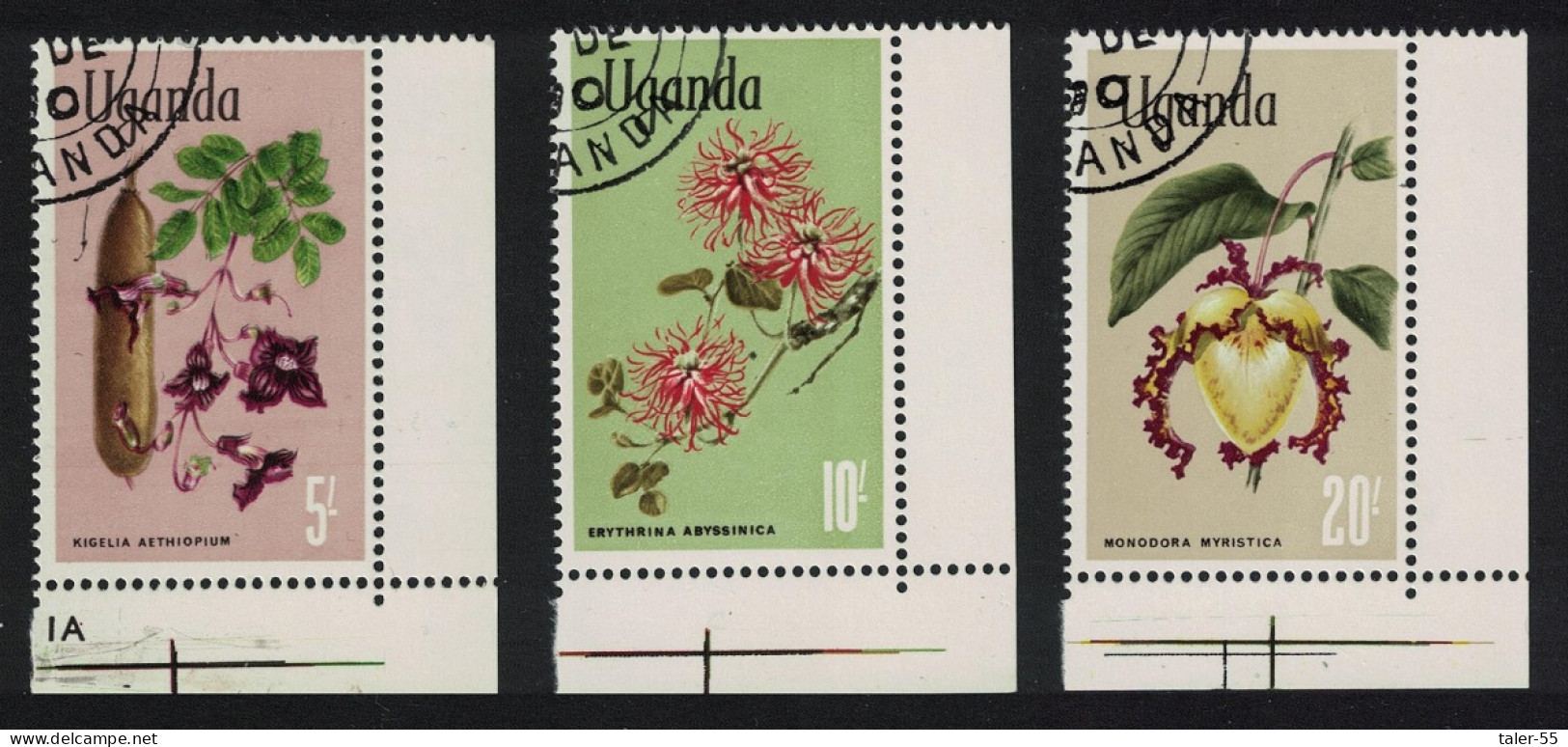 Uganda Flowers 3v The Highest Values Corners 1969 CTO SG#143-145 - Uganda (1962-...)