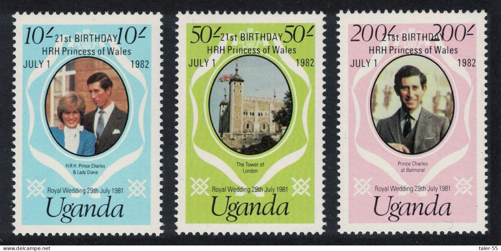 Uganda 21st Birthday Of Princess Of Wales 3v 1982 MNH SG#374-376 - Ouganda (1962-...)