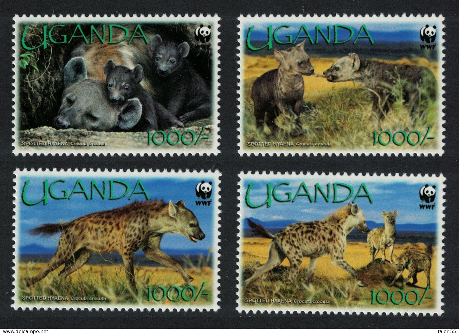 Uganda WWF Spotted Hyaena 4v 2008 MNH SG#2551-2554 MI#2663-2666 Sc#1892a-d - Uganda (1962-...)