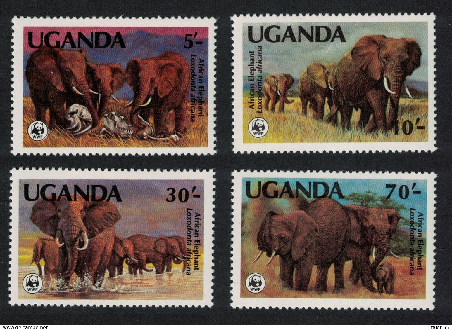 Uganda WWF African Elephant 4v 1983 MNH SG#406-409 MI#361-364 Sc#371-374 - Uganda (1962-...)