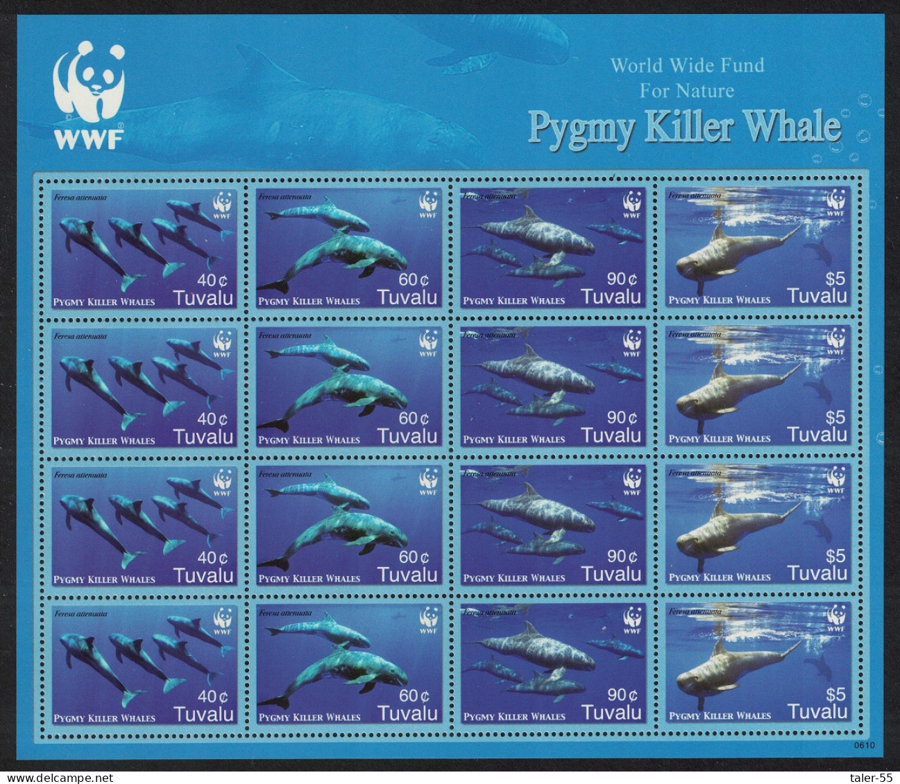 Tuvalu WWF Pygmy Killer Whale Sheetlet Of 4 Sets 2006 MNH SG#1224-1227 MI#1307-1310 Sc#1022a-d - Tuvalu