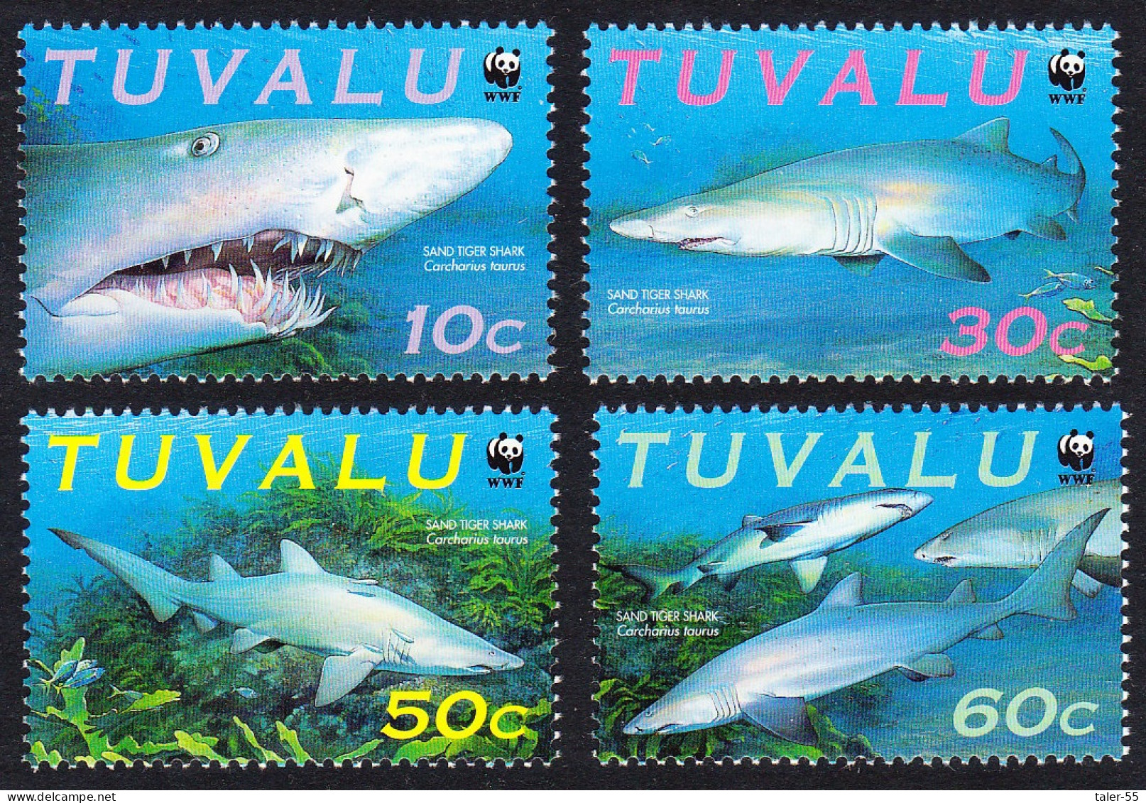 Tuvalu WWF Sand Tiger Shark 4v 2000 MNH SG#872-875 MI#862-865 Sc#816 A-d - Tuvalu