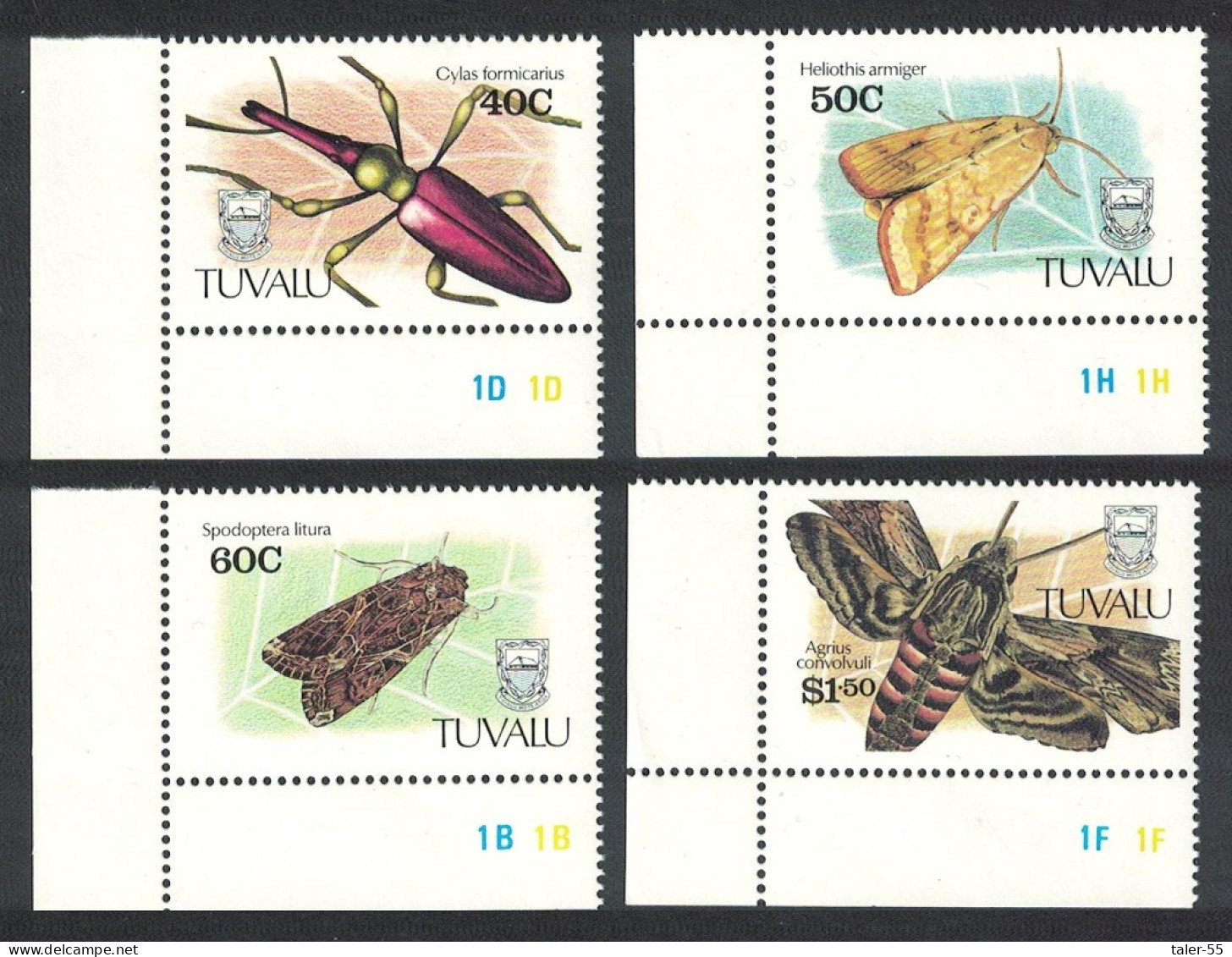 Tuvalu Insects Beetle Moth 4v Corners 1991 MNH SG#601-604 - Tuvalu