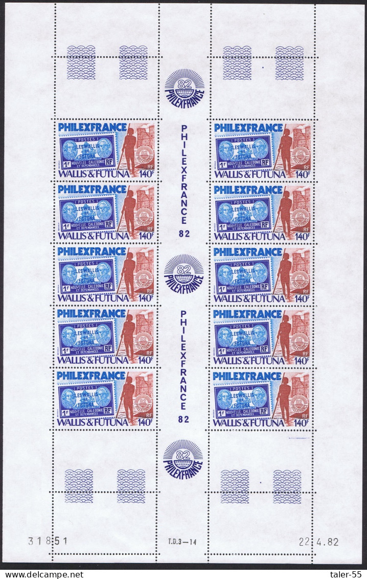 Wallis And Futuna 'Philexfrance 82' Stamp Exhibition Full Sheet 1982 MNH SG#395 Sc#282 - Ungebraucht