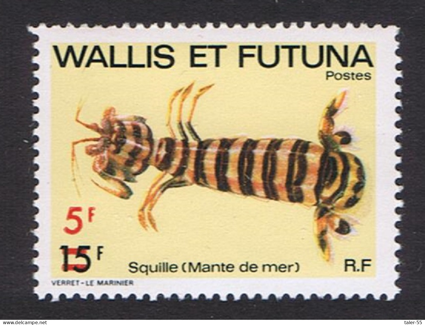 Wallis And Futuna 5f On 15f Squilla Marine Life Overprint 1981 MNH SG#379 Sc#272 - Neufs