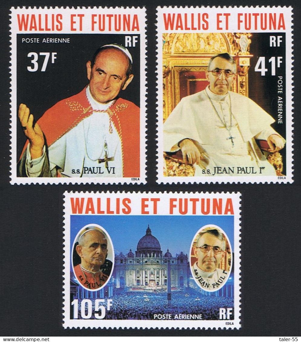 Wallis And Futuna Popes 3v Airmail 1979 MNH SG#304-306 Sc#C84-C86 - Nuevos