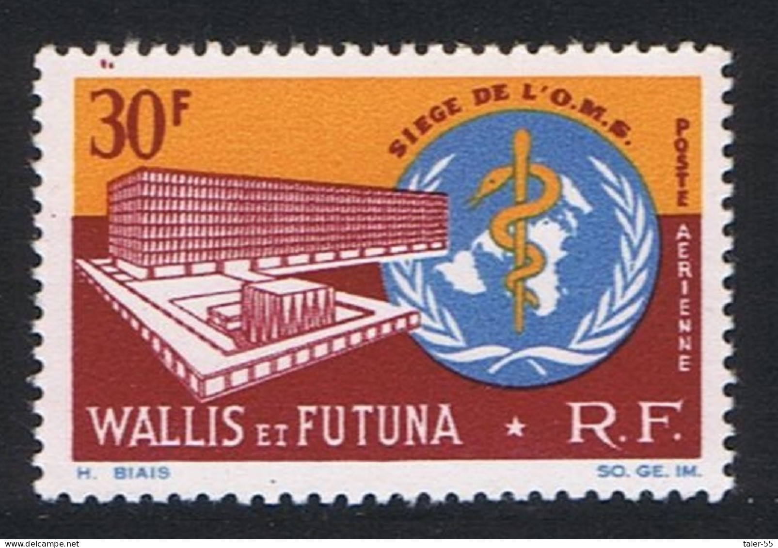 Wallis And Futuna Inauguration Of WHO Headquarters Airmail Def 1966 SG#191 Sc#C25 - Usados