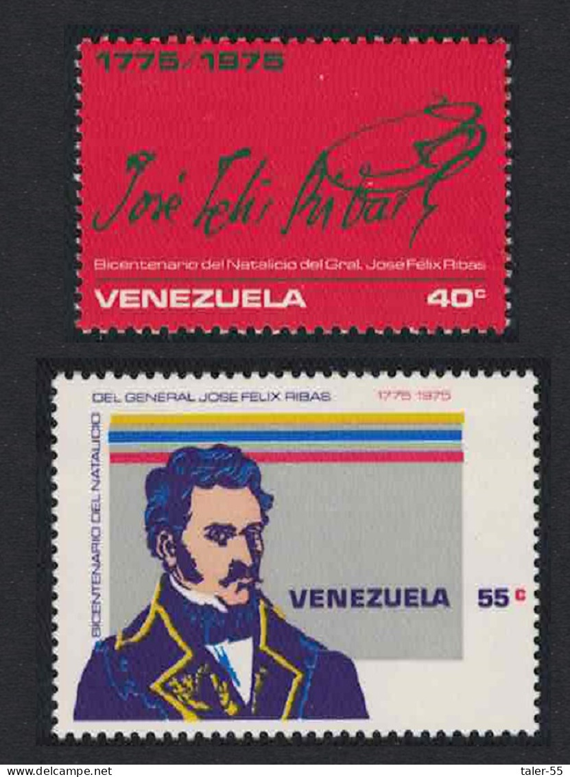 Venezuela Birth General Jose Ribas 2v 1976 MNH SG#2309-2310 Sc#1117-1118 - Venezuela