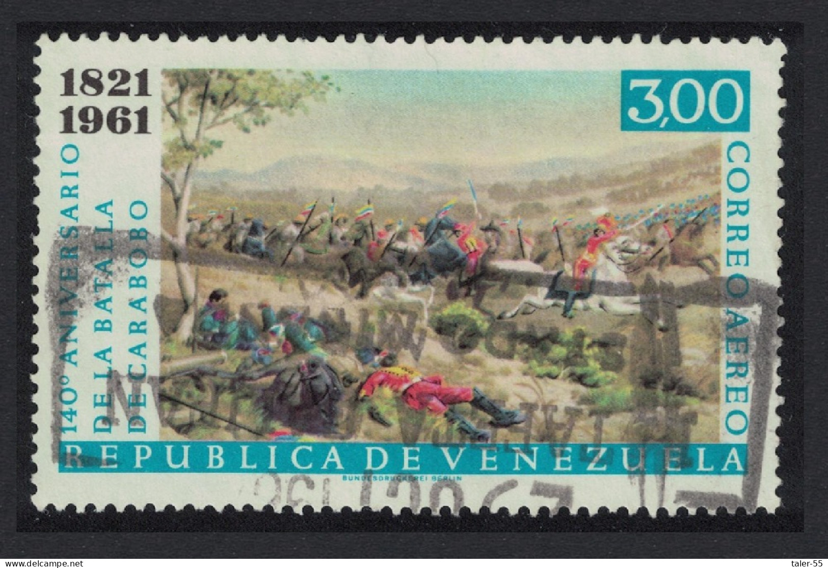 Venezuela 140th Anniversary Of Battle Of Carabobo Centres 3B 1961 Canc SG#1709 Sc#C784 - Venezuela