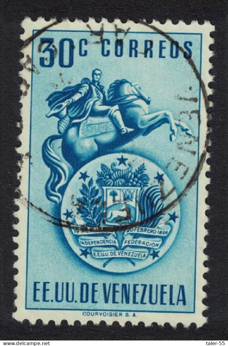 Venezuela Arms Of Venezuela And Bolivar Statue 30 Black 1951 Canc SG#927 Sc#504 - Venezuela