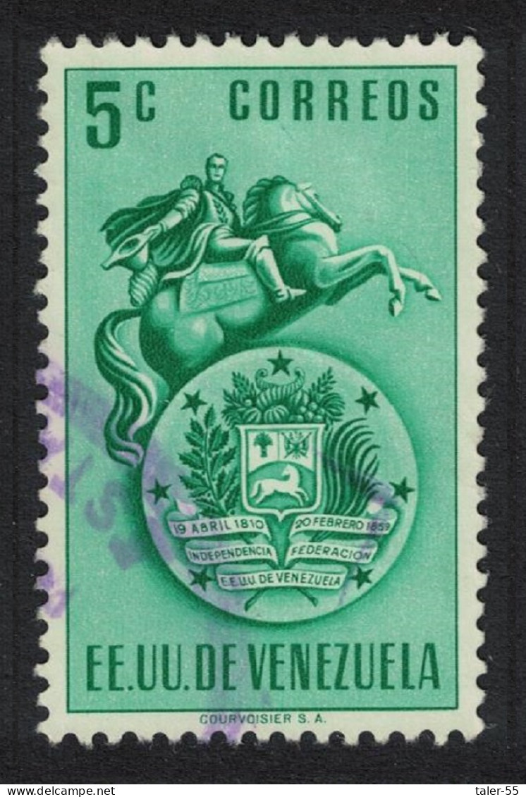 Venezuela Arms Of Venezuela And Bolivar Statue 5c 1951 Canc SG#922 Sc#499 - Venezuela