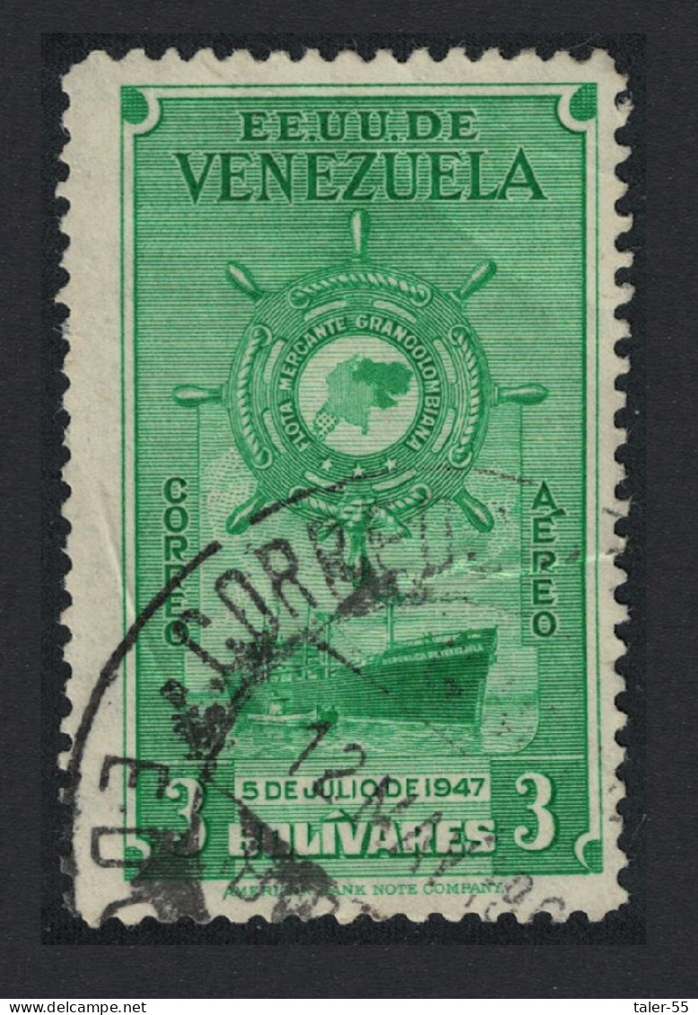 Venezuela Colombia Merchant Marine 3B KEY VALUE Black 1948 Canc SG#804 Sc#C269 - Venezuela