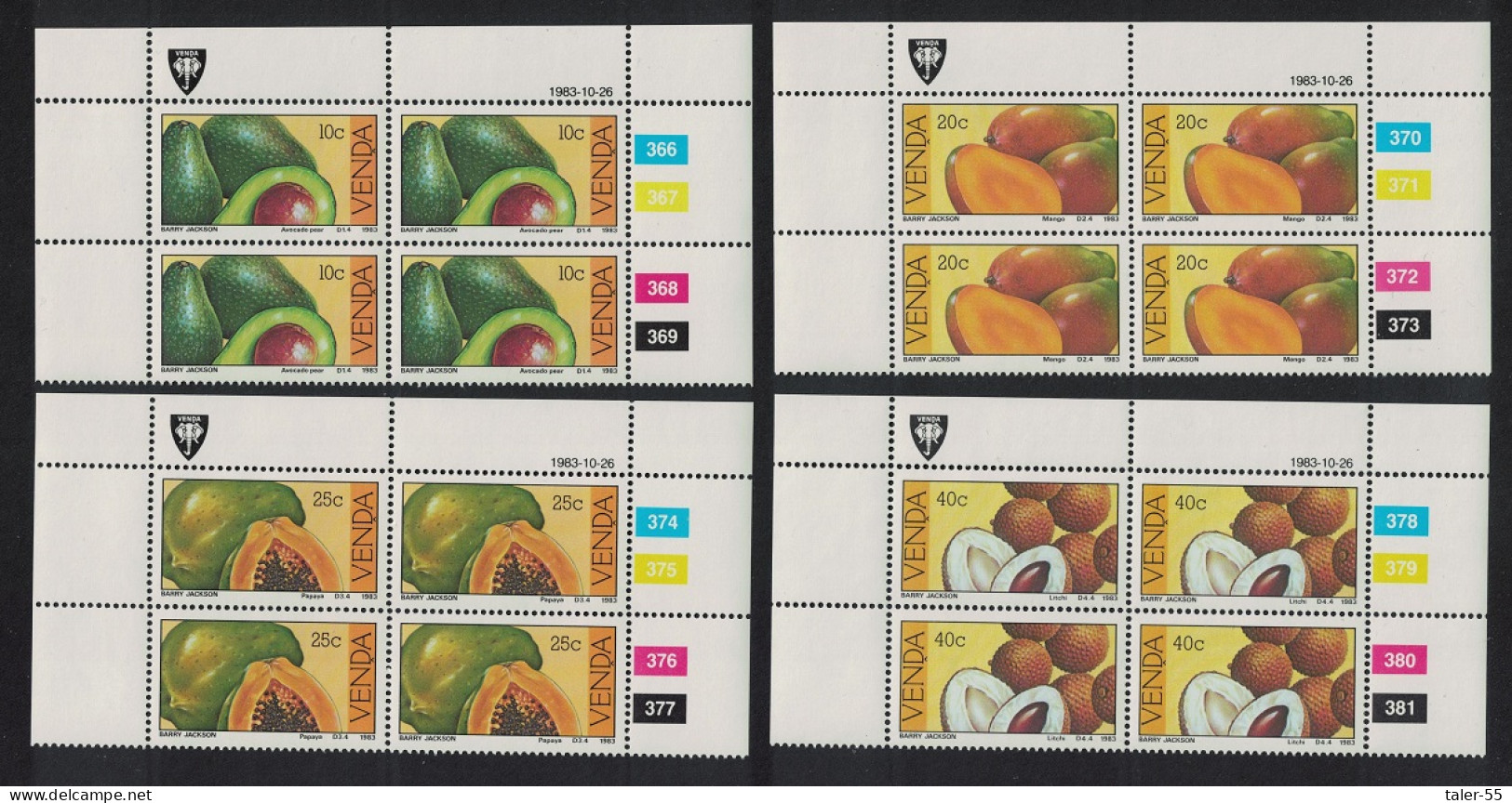 Venda Subtropical Fruit 4v Blocks Of 4 1983 MNH SG#83-86 - Venda