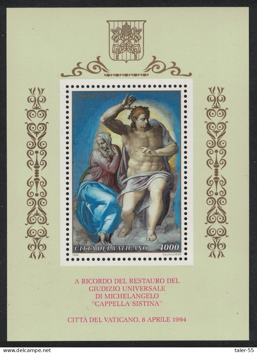 Vatican 'Christ And Virgin Mary' Sistine Chapel MS 1994 MNH SG#MS1063 - Unused Stamps