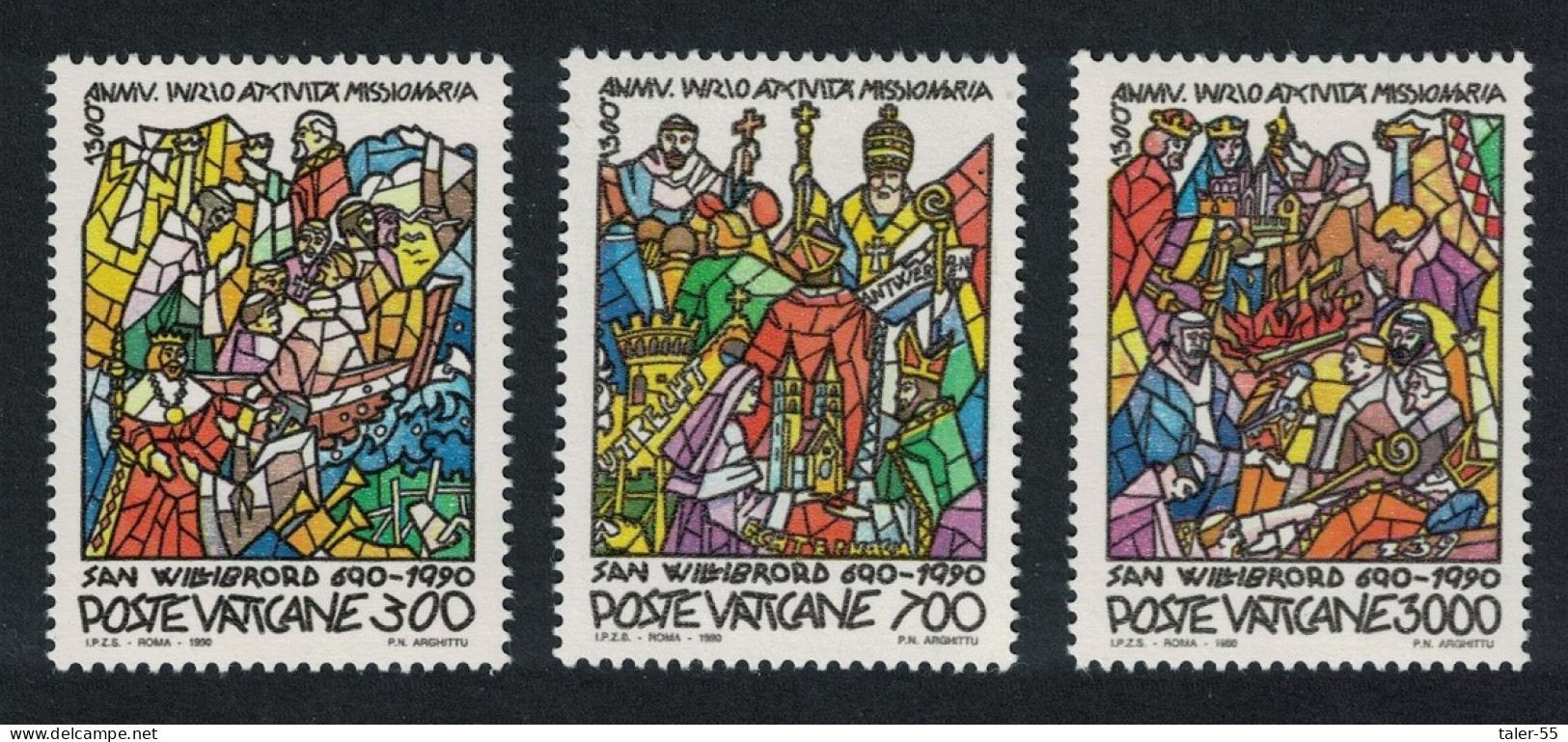 Vatican St Willbrid 3v 1990 MNH SG#951-953 Sc#858-860 - Ongebruikt