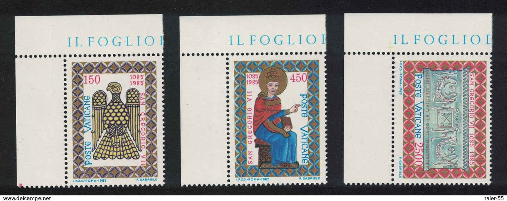 Vatican Pope Gregory VII 3v Corners 1985 MNH SG#839-841 Sc#758-760 - Unused Stamps