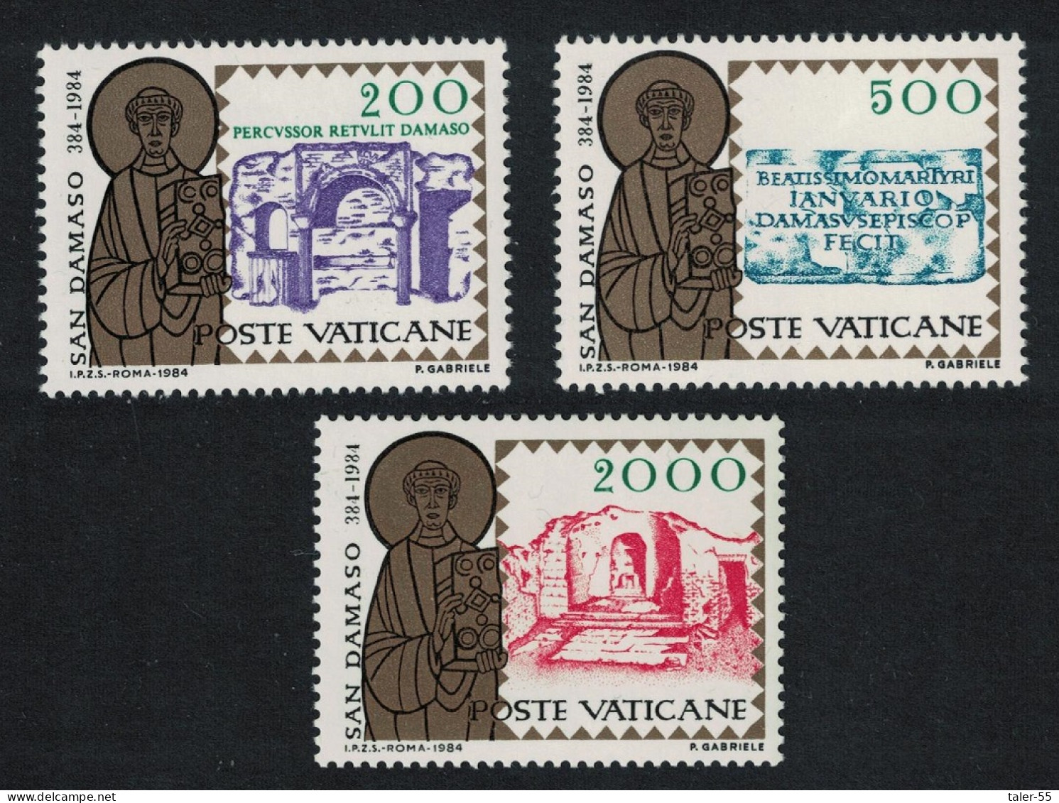 Vatican 1600th Death Anniversary Of Pope St Damasus 3v 1984 MNH SG#826-828 Sc#749-751 - Unused Stamps