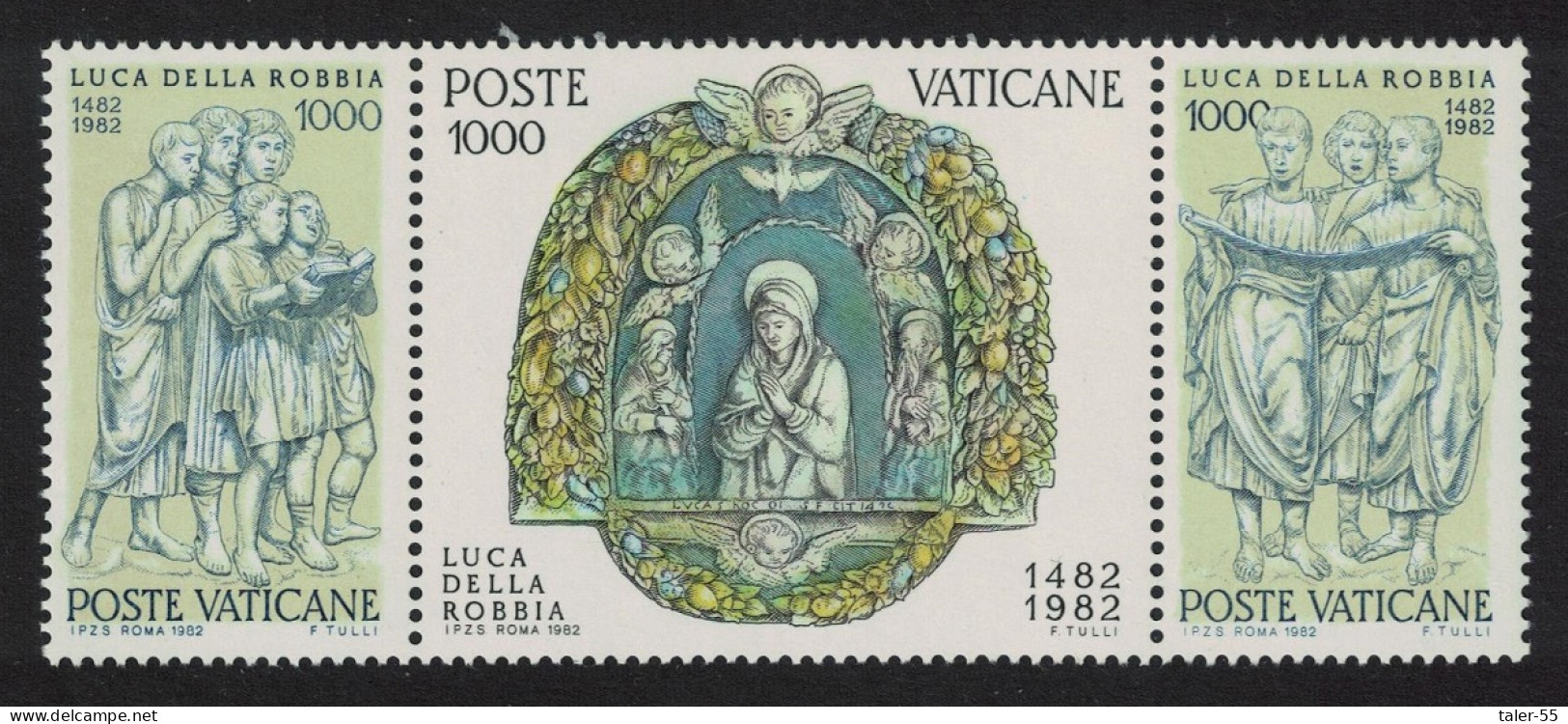 Vatican 500th Death Anniversary Of Luca Della Robbia Strip Of 3v 1982 MNH SG#781-783 Sc#709a - Unused Stamps