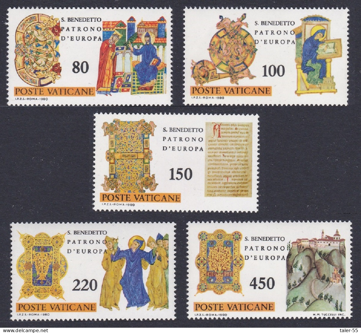 Vatican 1500th Birth Anniversary Of St Benedict 5v 1980 MNH SG#735-739 Sc#668-672 - Ungebraucht