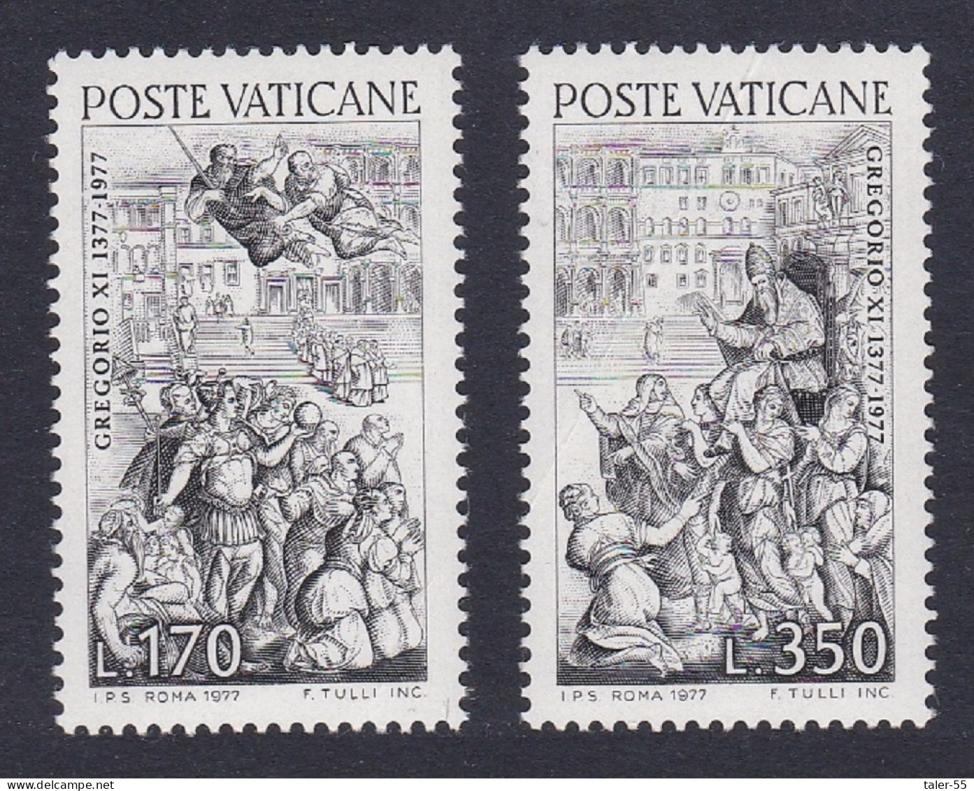 Vatican Frescos By G. Vasari Pope Gregory 2v 1977 MNH SG#677-678 Sc#614a - Nuevos