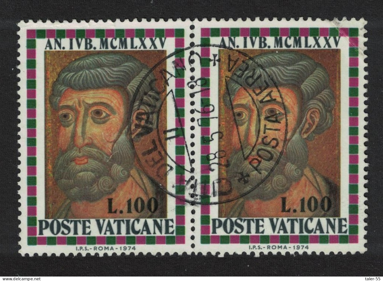 Vatican St Peter Holy Year Pair T1 1974 Canc SG#629 Sc#568 - Used Stamps