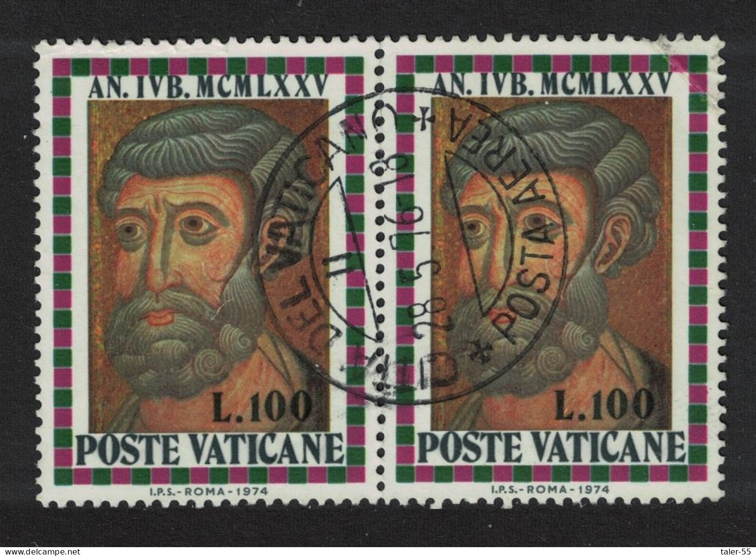 Vatican St Peter Holy Year Pair T1 1974 Canc SG#629 Sc#568 - Usados