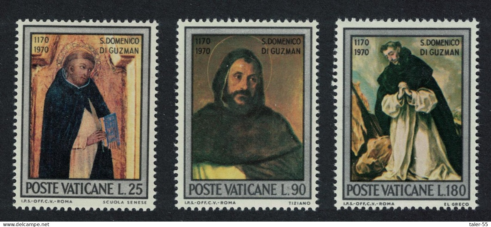 Vatican St Dominic Guzman Paintings 3v 1971 MNH SG#561=564 - Ungebraucht