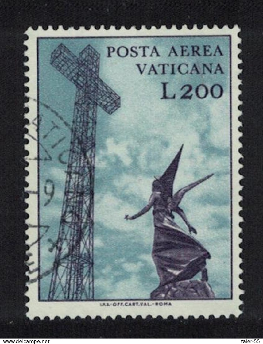 Vatican Radio Mast And St Gabriel's Statue Air 1967 Canc SG#496 - Oblitérés