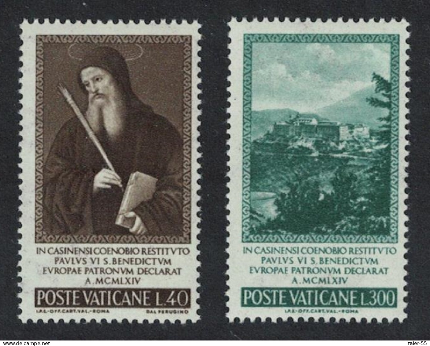 Vatican 'St Benedict' Painting After Perugino 1965 MNH SG#458-459 Sc#414-415 - Nuevos