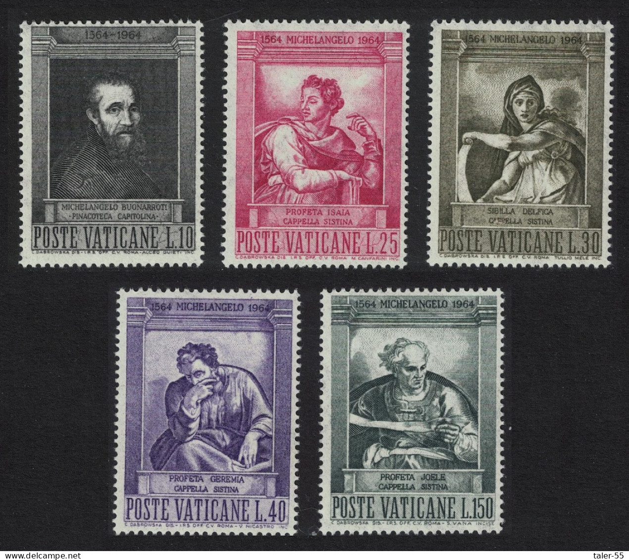 Vatican Michelangelo Paintings In The Sistine Chapel 5v 1964 MNH SG#431-435 - Unused Stamps