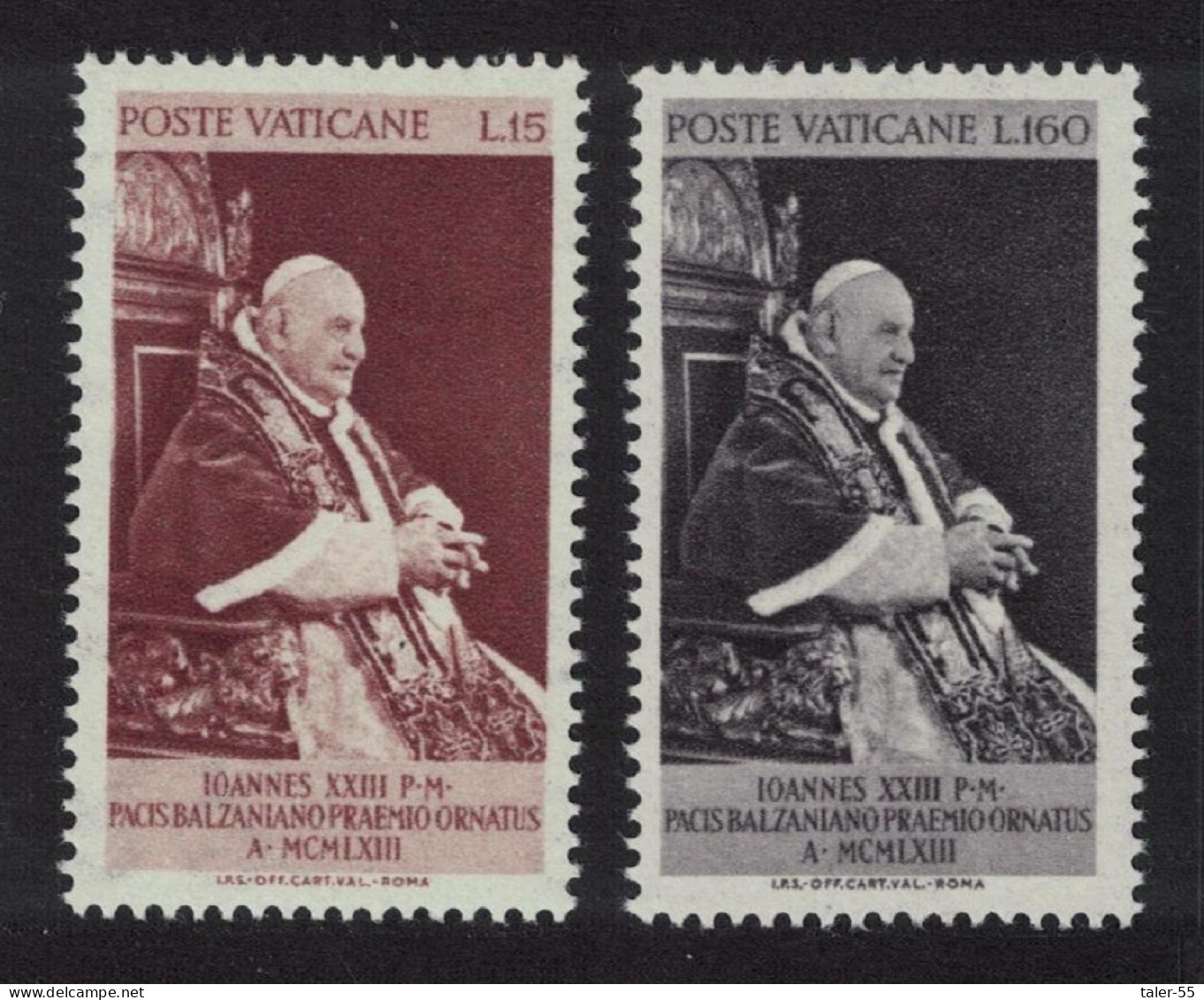 Vatican Award Of Balzan Peace Prize To Pope John XXIII 2v 1963 MNH SG#404-405 Sc#360-361 - Unused Stamps