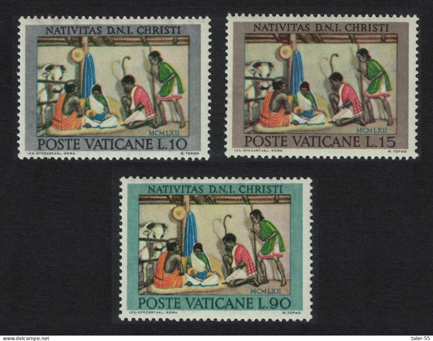 Vatican Christmas Centres 3v 1962 MNH SG#397-399 Sc#353-355 - Unused Stamps