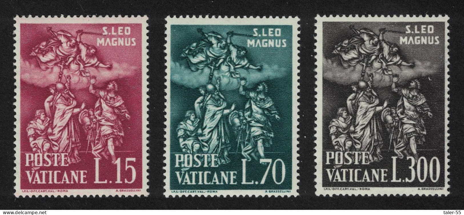 Vatican 15th Death Centenary Of Pope Leo I 3v 1961 MNH SG#343-345 Sc#301-303 - Unused Stamps