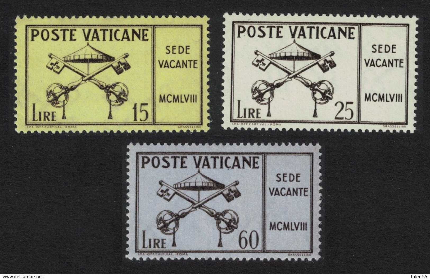 Vatican Vacant See St Peter's Keys 3v 1958 MNH SG#279-281 Sc#247-249 - Nuevos