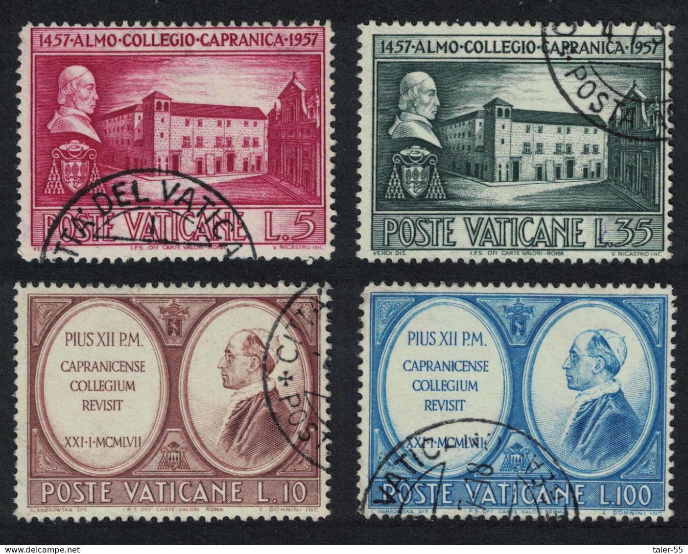 Vatican Fifth Centenary Of Capranica College 4v 1957 Canc SG#255-258 Sc#223-226 - Used Stamps