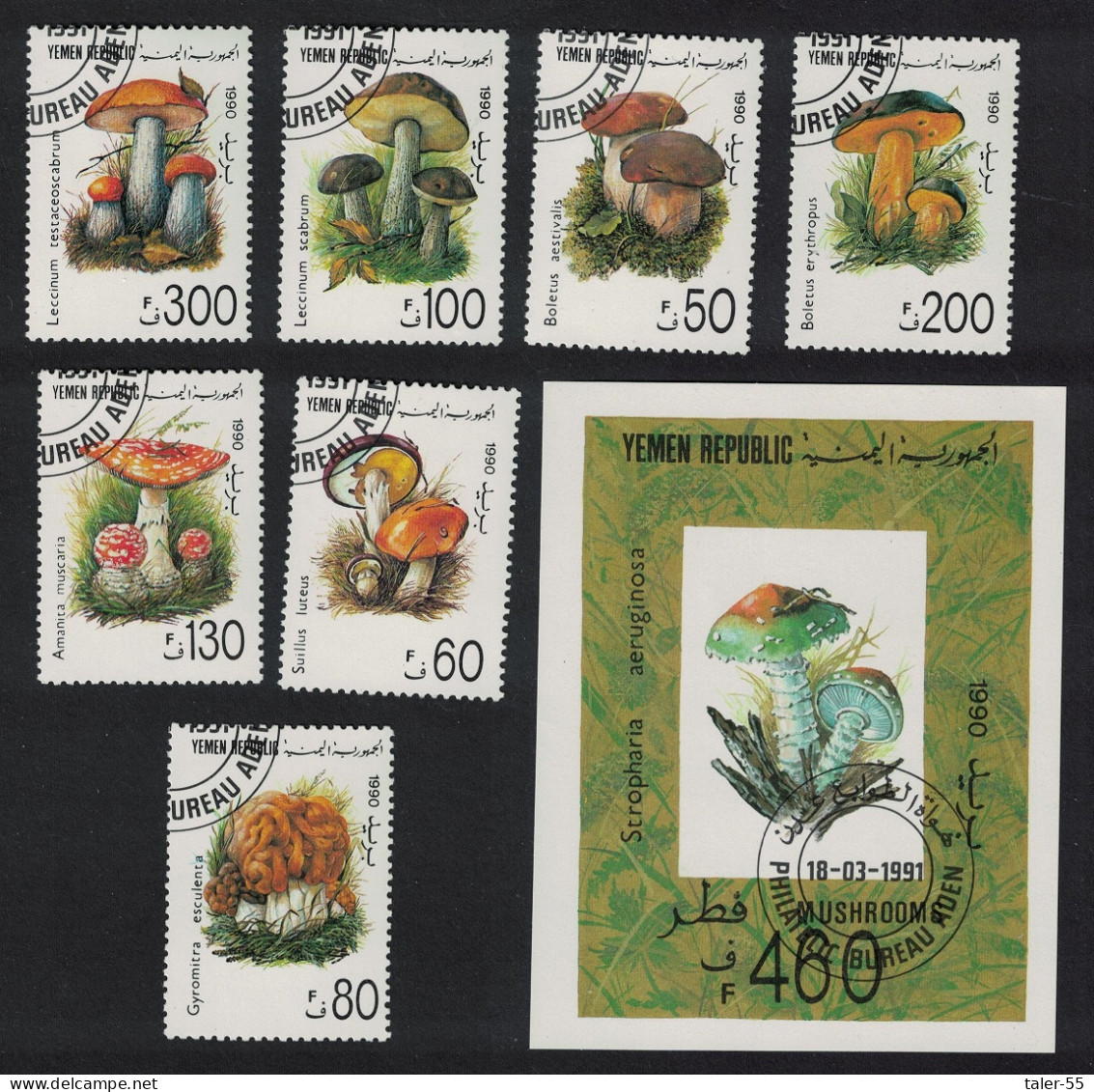 Yemen Fungi Mushrooms 7v+MS 1991 CTO SG#39-MS46 - Yemen