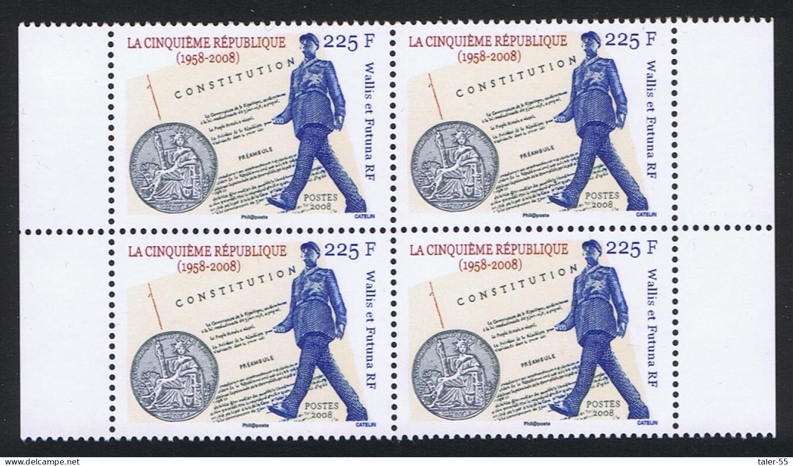 Wallis And Futuna General De Gaulle And Constitution Block Of 4 2008 MNH SG#951 - Neufs