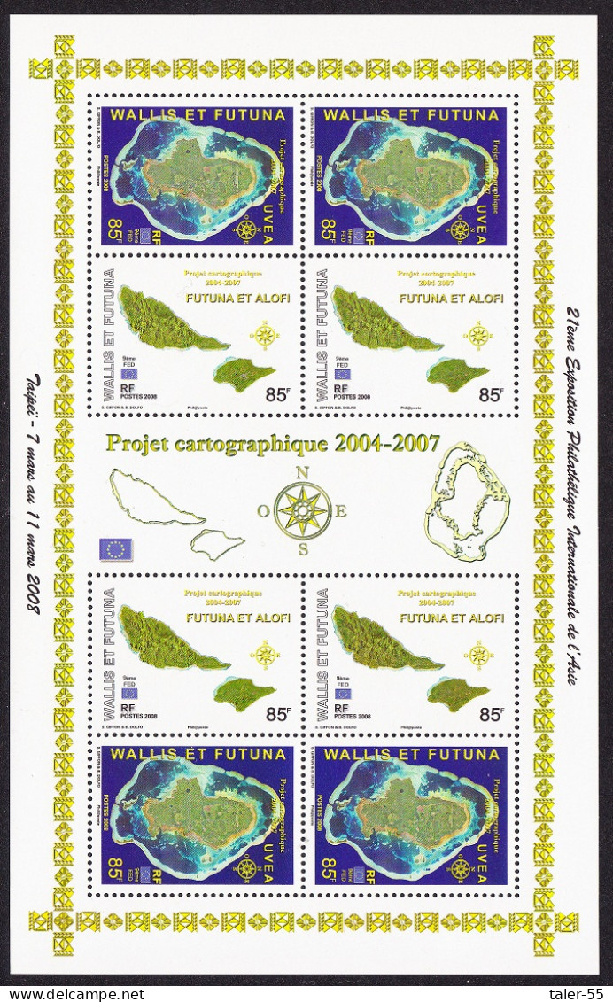 Wallis And Futuna Cartography Sheetlet Of 8v 2008 MNH SG#930-931 MI#965-966 KB - Ungebraucht