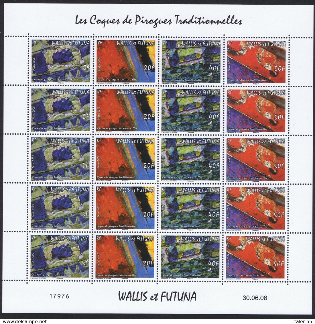 Wallis And Futuna Hulls Of Traditional Canoes 4v Full Sheet 2008 MNH SG#942-945 - Unused Stamps