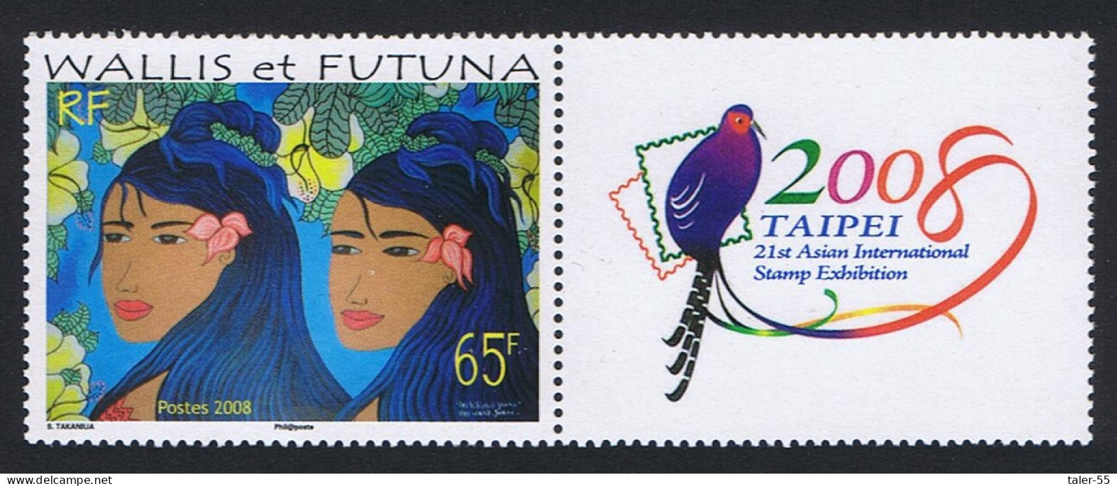 Wallis And Futuna Birds Yellow Hibiscus With Label 2008 MNH SG#929 - Nuevos