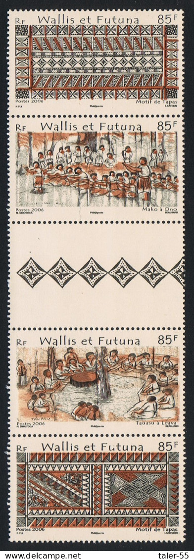 Wallis And Futuna Tapas Strip Of 4v+label 2006 MNH SG#902-905 - Ungebraucht