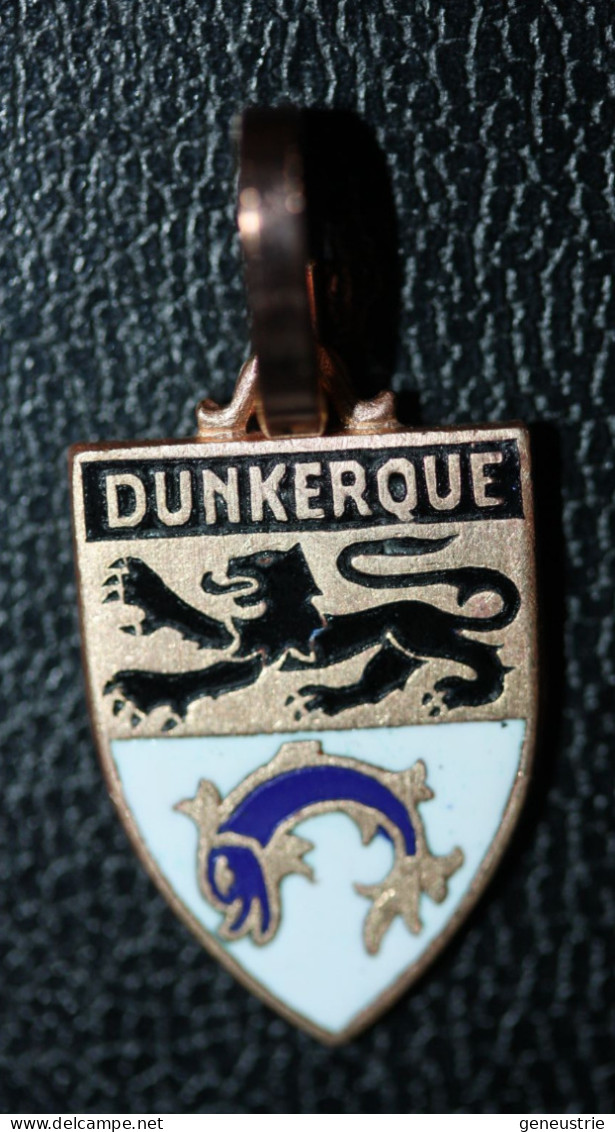 Pendentif Médaille Régionale émaiilée Années 60 Armoiries "Dunkerque" Nord - Pas-de-Calais - Anhänger