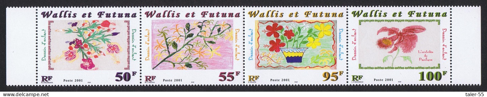 Wallis And Futuna Flowers Strip Of 4v 2001 MNH SG#779-782 Sc#540 - Unused Stamps