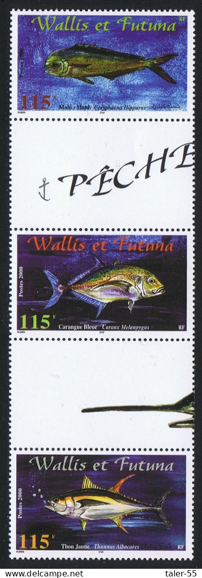 Wallis And Futuna Fish Dolphinfish Tuna Trevally Strip Of 3v 2000 MNH SG#767-760 Sc#533c - Neufs