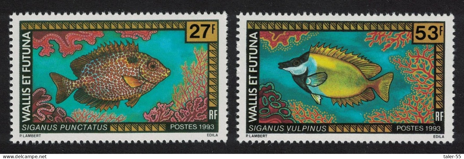 Wallis And Futuna Rabbitfish Fish 2v 27f+53f 1993 MNH SG#626+629 - Unused Stamps